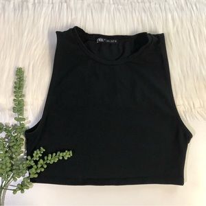 Zara Stretch Cotton Cropped Tank | Size Large